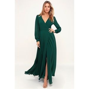 Lulu’s My whole heart Emerald green wrap dress - M